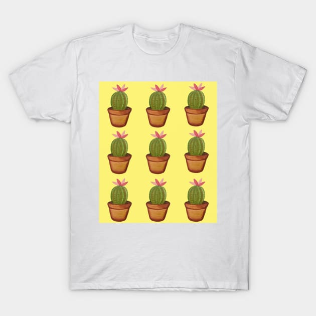 Fun watercolor succulent pots in yellow T-Shirt by kuallidesigns